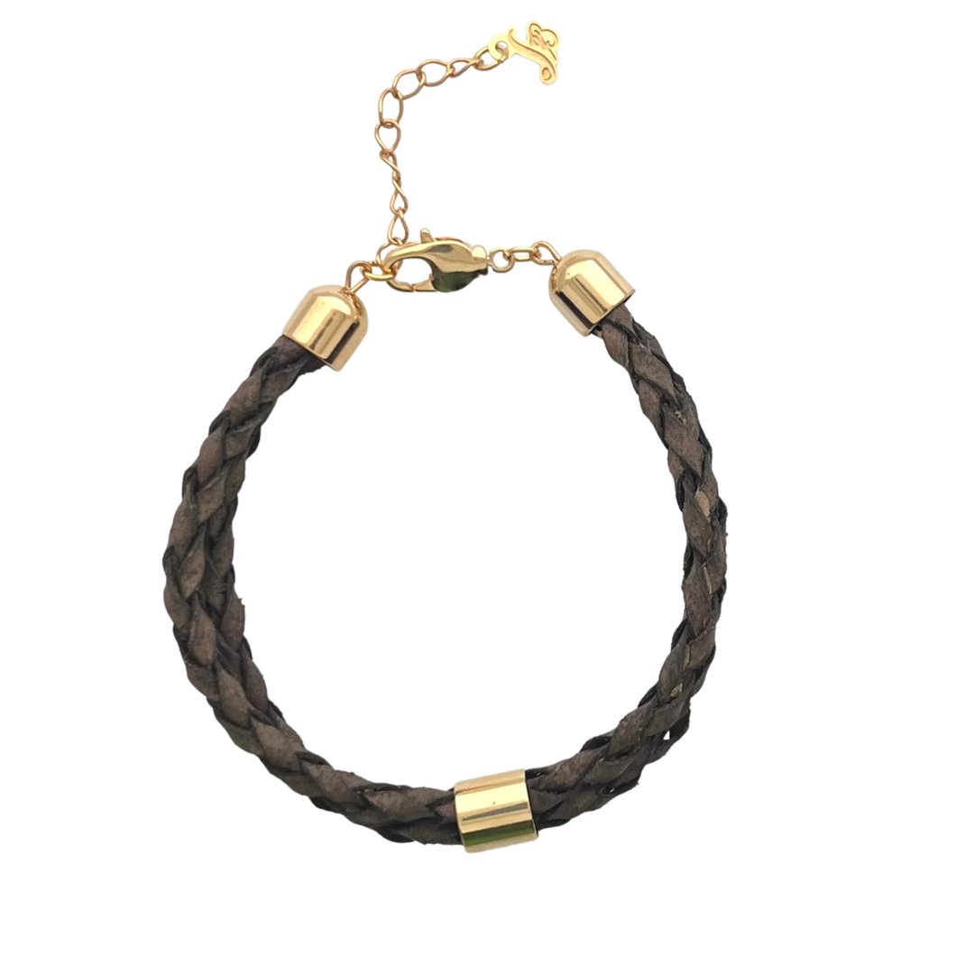 SB251 Brown Braided Leather Bracelet