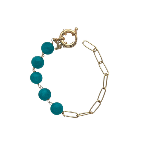 SB252AZ 18K Gold Plated Bracelet with Amazonite Stones