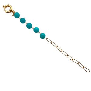 SB252AZ 18K Gold Plated Bracelet with Amazonite Stones