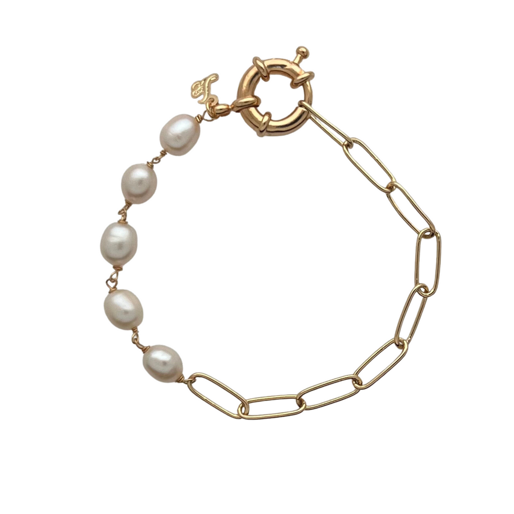 SB252FP 18K Gold Plated Bracelet with Fresh Water Pearls