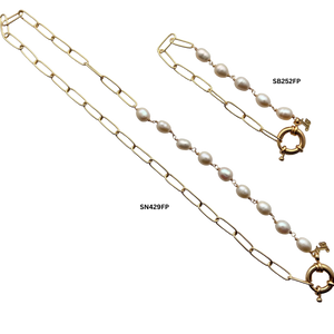 SN429FP 18K Gold Plated Necklace with Fresh Water Pearls