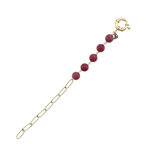 SB252WM 18K Gold Plated Bracelet with Watermelon Tourmaline stones