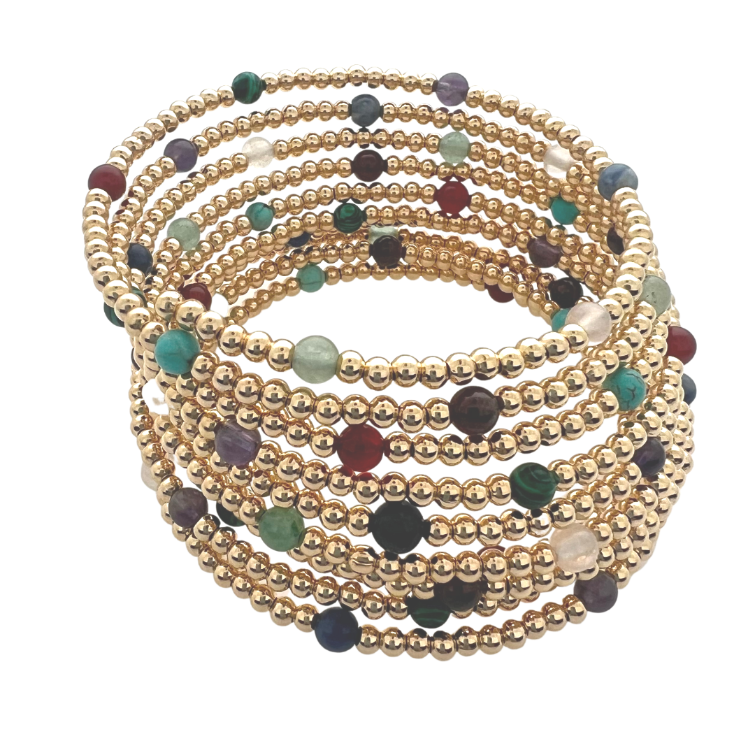 SB261 18K Gold Plated Spiral Bracelet with semi-precious