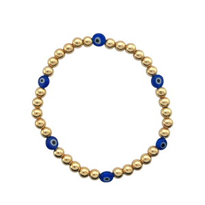 SB267 4mm balls and evil eyes 18K Gold Plated Bracelet