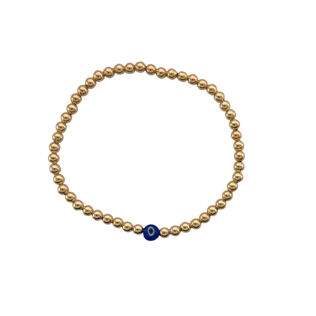 SB268 3mm balls and evil eye 18K Gold Plated Bracelet