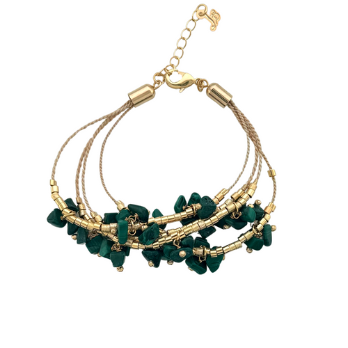 SB270MK Natural Fiber Bracelet with malachite stones