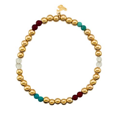 SB275MT Multi stones bracelet with 18K Gold Plated balls