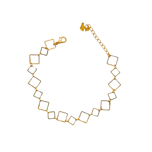 SB282 Double size Squares 18K Gold Plated Bracelet