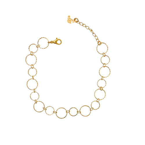 SB283 18K Gold Plated light weight Double size Circles Bracelet