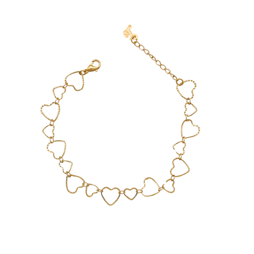 SB284 18K Gold Plated Double size Hearts Bracelet