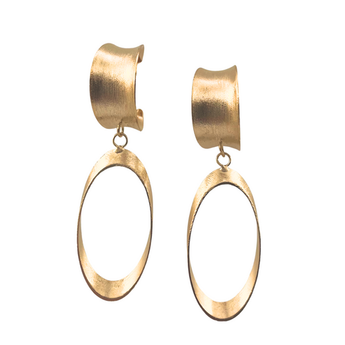 SE1000 18K Gold Plated hoop with oval pendent Earrings
