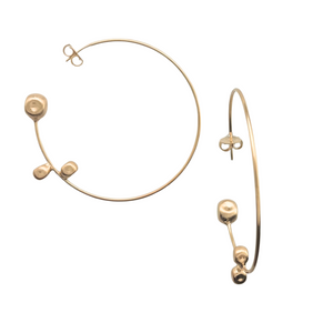 SE1001 18K Gold Plated Hoop with "smashed balls" Earrings