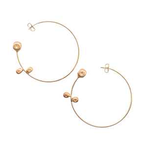 SE1001 18K Gold Plated Hoop with "smashed balls" Earrings