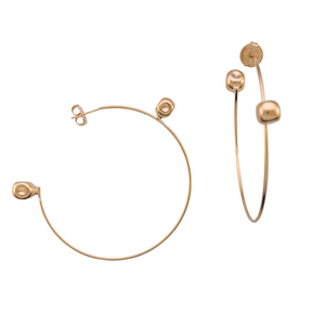 SE1006 18K Gold Plated Hoop with 2 brushed smashed balls