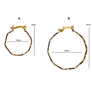 SE1007B "wavy" 18K Gold Plated Hoop