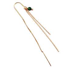 Load image into Gallery viewer, SE1019MK 18K Gold Plated Thread Earrings with 4mm malachite