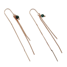Load image into Gallery viewer, SE1019MK 18K Gold Plated Thread Earrings with 4mm malachite