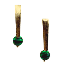Load image into Gallery viewer, SE1020MK 18K Gold plated Earrings with Malachite