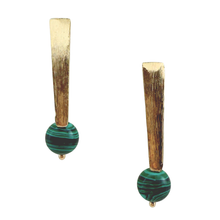 Load image into Gallery viewer, SE1020MK 18K Gold plated Earrings with Malachite