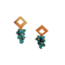 Load image into Gallery viewer, SE1022TQ 18K Gold Plated Earrings with natural Turquoise stones