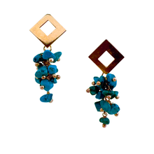 Load image into Gallery viewer, SE1022TQ 18K Gold Plated Earrings with natural Turquoise stones