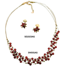 Load image into Gallery viewer, SN501AG Hand woven Necklace with 4mm agate stones