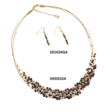 Load image into Gallery viewer, SN501GA Hand woven Necklace with 2.5mm garnet stones