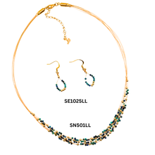 Load image into Gallery viewer, SN501AZ Hand woven Necklace with mini Azurite Stones