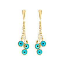 Load image into Gallery viewer, SE585BLU Evil Eye 18K Gold Plated Earrings