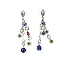 Load image into Gallery viewer, SE921(SP) MT- Silver Plated Earring with Evil eyes
