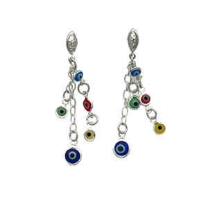 SE921(SP) MT- Silver Plated Earring with Evil eyes