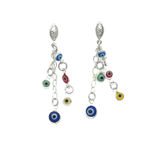 Load image into Gallery viewer, SE921(SP) MT- Silver Plated Earring with Evil eyes