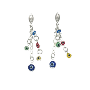 SE921(SP) MT- Silver Plated Earring with Evil eyes