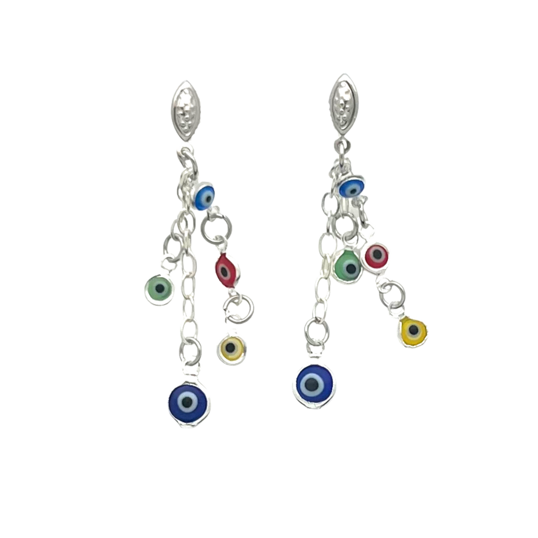 SE921(SP) MT- Silver Plated Earring with Evil eyes