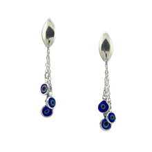 Load image into Gallery viewer, SE585(SP) NB Silver plated Earrings with navy blue evil eyes