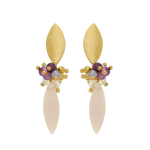 SE740RQ Rose Quartz and Gold Earrings