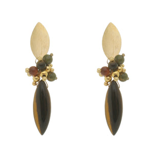 SE740TE Tiger Eye and Gold Earrings