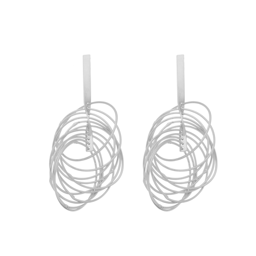 SE772SM (SS) Many-Looped Stainless Steel Earrings
