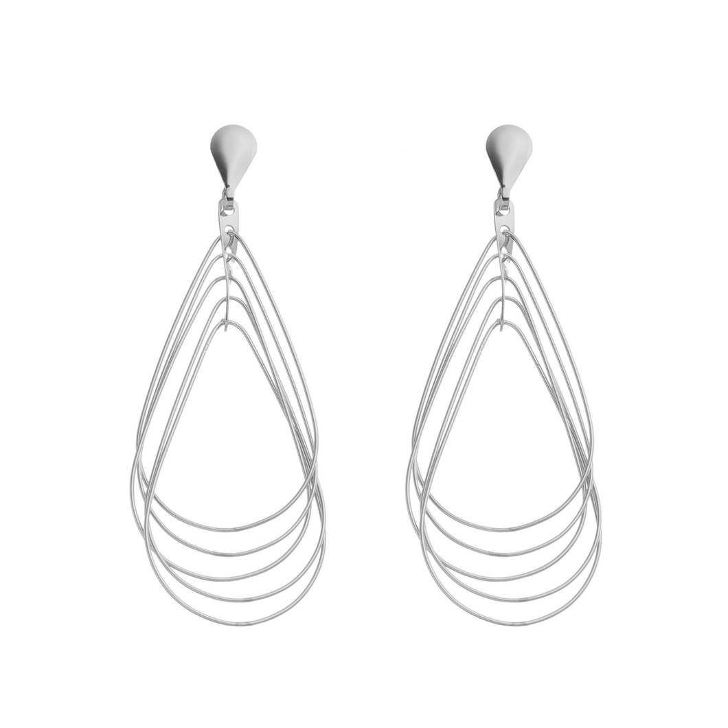 SE775(SS) Many-Looped Stainless Steel Earrings