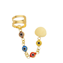Load image into Gallery viewer, SE810 18K Gold Plated Ear Cuff and Earring with evil eyes