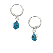 Load image into Gallery viewer, SE811A(SP)- TQ Silver Plated Blue Evil Eye Earrings