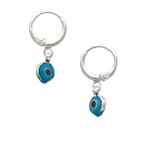 SE811A(SP)- TQ Silver Plated Blue Evil Eye Earrings