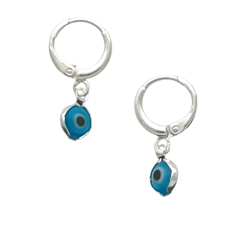 SE811A(SP)- TQ Silver Plated Blue Evil Eye Earrings