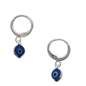SE811A(SP) NB- Silver Plated Navy Blue evil eye Earrings