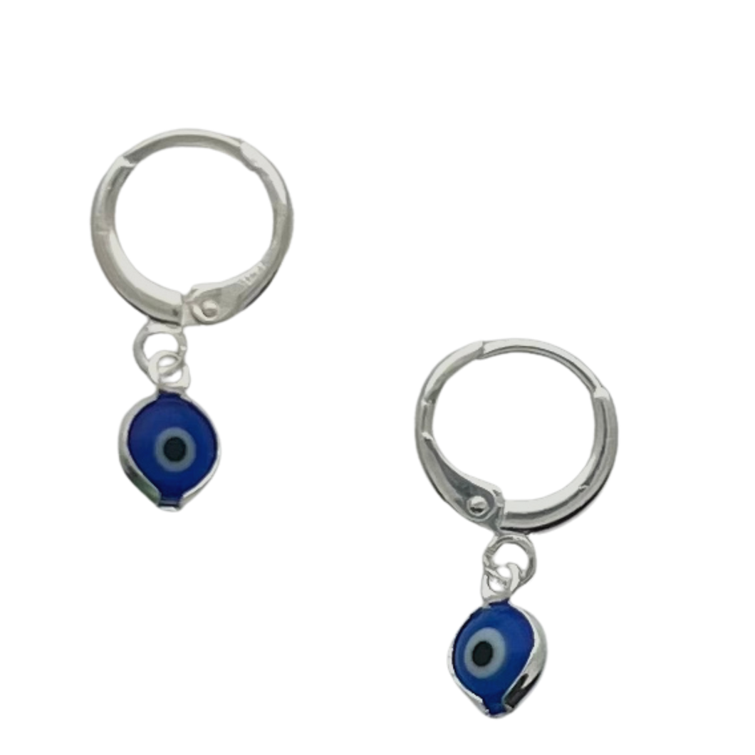 SE811A(SP) NB- Silver Plated Navy Blue evil eye Earrings