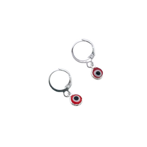 SE811A(SP)Red-  Silver Plated Red evil eye Earrings