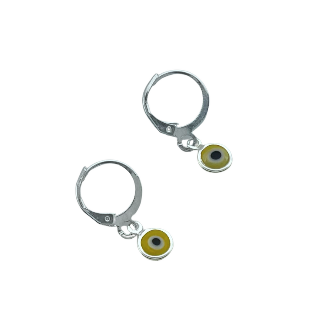 SE811A(SP)YE-  Silver Plated Yellow evil eye Earrings