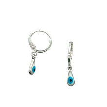 Load image into Gallery viewer, SE811B(SP) Silver Plated Tear Drop Evil Eye Earrings