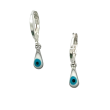 Load image into Gallery viewer, SE811B(SP) Silver Plated Tear Drop Evil Eye Earrings