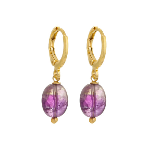 SE812AM Amethyst 18K Gold Plated Huggie Earrings